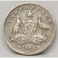 AUSTRALIA 1918 M . THREEPENCE . gFINE
